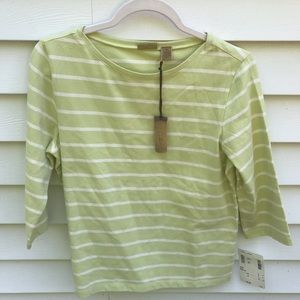 NWT Caslon Lime Striped Shirt Medium